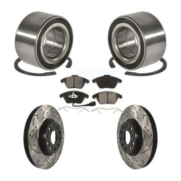 Front Bearing Coated Drilled Slotted Disc Brake Rotors And Pads Kit For Volkswagen Jetta KBB-101073