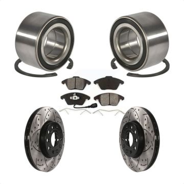 Front Bearing Coated Drilled Slotted Disc Brake Rotors And Pads Kit For Volkswagen Jetta KBB-101074