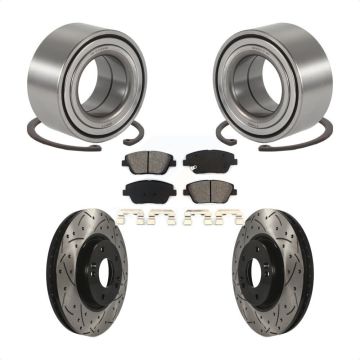 Front Wheel Bearing Coated Drilled Slot Brake Rotor Pad Kit For Hyundai Sonata Kia Optima KBB-101076