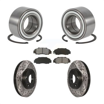 Front Wheel Bearing Coated Drill Slot Brake Rotor Pad Kit For 1998-2002 Honda Accord 3.0L KBB-101078