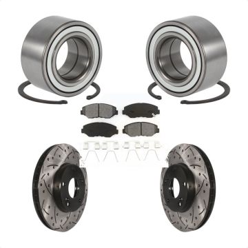 Front Wheel Bearing Coated Drilled Slotted Disc Brake Rotor And Pad Kit For Honda Element KBB-101079