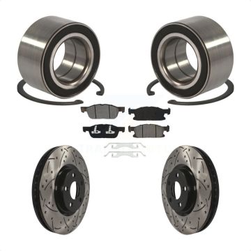 Front Wheel Bearing Coated Drilled Slotted Disc Brake Rotors And Pads Kit For Ford Edge KBB-101081