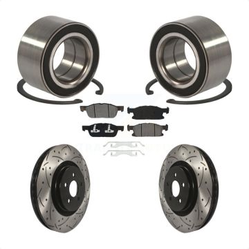 Front Wheel Bearing Coated Drilled Slotted Disc Brake Rotors And Pads Kit For Ford Edge KBB-101082