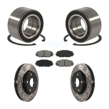 Front Wheel Bearing Coated Drilled Slotted Disc Brake Rotor Pad Kit For 2010 Lexus HS250h KBB-101085
