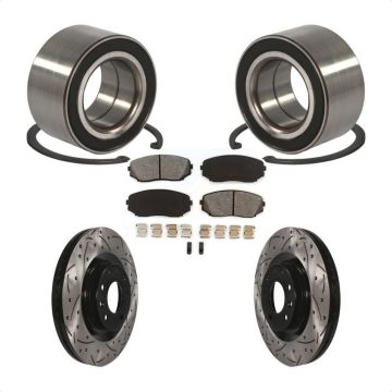 Front Wheel Bearing Coated Drilled Slotted Brake Rotor & Pad Kit For 2007-2015 Mazda CX-9 KBB-101086
