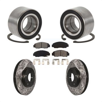Front Wheel Bearing Coated Drilled Slotted Brake Rotor Pad Kit For Honda Accord Acura CSX KBB-101091