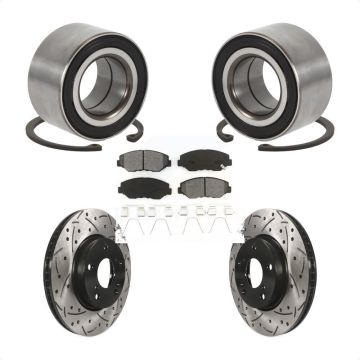 Front Wheel Bearing Coated Drilled Slotted Disc Brake Rotors And Pads Kit For Honda Civic KBB-101093