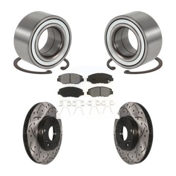 Front Wheel Bearing Coated Drill Slot Brake Rotor Pads Kit For 2003-2011 Honda Element EX KBB-101095