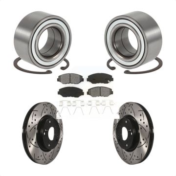 Front Wheel Bearing Coated Drilled Slotted Brake Rotor & Pad Kit For 2005-2006 Honda CR-V KBB-101096