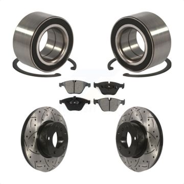 Front Wheel Bearing Coated Drilled Slotted Brake Rotor Pads Kit For BMW 328i xDrive 328xi KBB-101098