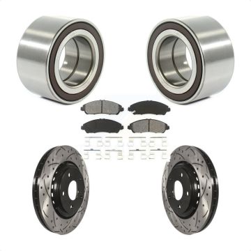 Front Wheel Bearing Coated Drilled Slot Brake Rotor Pad Kit For 2017-2019 Honda Ridgeline KBB-101100