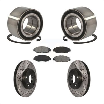 Front Wheel Bearing Coat Drill Slot Brake Rotor Pad Kit For Honda Civic Touring with 1.8L KBB-101101