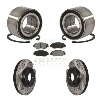 Front Wheel Bearing Coated Drilled Slotted Disc Brake Rotors And Pads Kit For Honda Civic KBB-101103