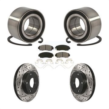 Front Wheel Bearing Coated Drilled Slotted Disc Brake Rotors And Pads Kit For Honda Civic KBB-101105