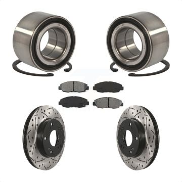 Front Wheel Bearing Coated Drilled Slotted Disc Brake Rotors And Pads Kit For Honda Civic KBB-101106