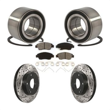 Front Wheel Bearing Coated Drilled Slotted Brake Rotor Pads Kit For Honda Civic Acura ILX KBB-101108