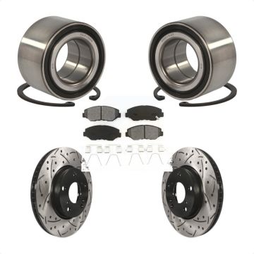 Front Wheel Bearing Coated Drilled Slotted Disc Brake Rotors And Pads Kit For Honda Civic KBB-101110
