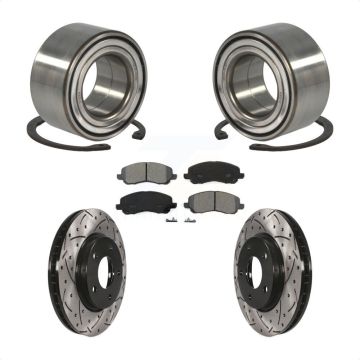 Front Wheel Bearing Drilled Slot Brake Rotor Pads Kit For Mitsubishi Lancer Dodge Caliber KBB-101111