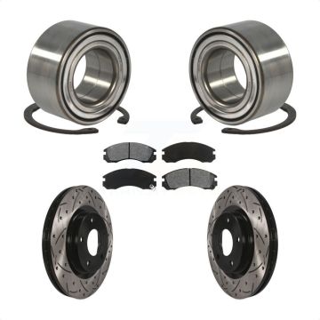 Front Wheel Bearing Coated Drill Slot Brake Rotor Pads Kit For 2017 Mitsubishi Lancer FWD KBB-101112