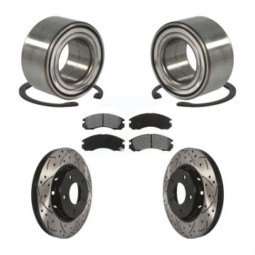 Front Wheel Bearing Drill Slot Brake Rotor Pads Kit For 2009 Mitsubishi Lancer From 04 09 KBB-101114