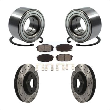 Front Wheel Bearing Coated Drilled Slotted Brake Rotor Pads Kit For Kia Forte Koup Forte5 KBB-101118
