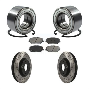 Front Wheel Bearing Coat Drill Slot Brake Rotor Pad Kit For Hyundai Veloster Turbocharged KBB-101119