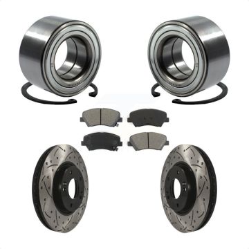 Front Wheel Bearing Drill Slot Brake Rotor Pads Kit For Kia Forte With 15" Factory Wheels KBB-101120