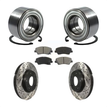 Front Wheel Bearing Drill Slot Brake Rotor Pad Kit For Hyundai Elantra GT Kia Forte Coupe KBB-101122