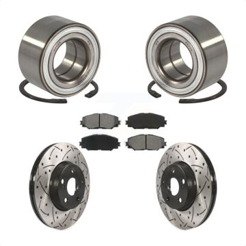 Front Wheel Bearing Coated Drilled Slotted Brake Rotor And Pad Kit For 2008-2014 Scion xD KBB-101125