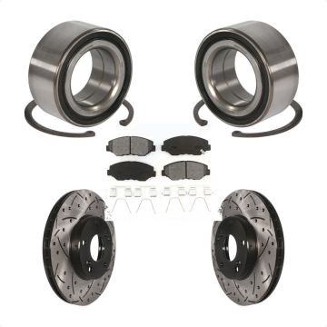 Front Wheel Bearing Coated Drilled Slotted Disc Brake Rotor And Pads Kit For Honda Accord KBB-101126