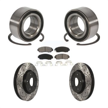 Front Wheel Bearing Coated Drilled Slotted Brake Rotor Pad Kit For Honda Accord Crosstour KBB-101127