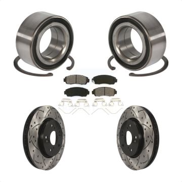 Front Wheel Bearing Coated Drilled Slotted Brake Rotor Pad Kit For Honda Crosstour Accord KBB-101128
