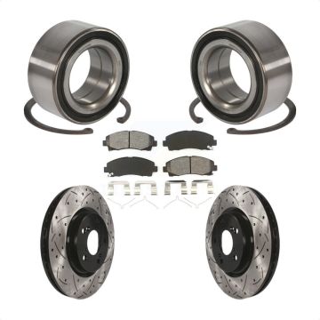 Front Wheel Bearing Coated Drilled Slotted Brake Rotor And Pad Kit For 2009-2014 Acura TL KBB-101129