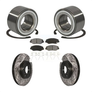 Front Wheel Bearing Coated Drilled Slotted Disc Brake Rotor & Pad Kit For 2016 Honda CR-Z KBB-101131