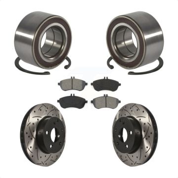 Front Wheel Bearing Coated Drilled Slotted Brake Rotor And Pad Kit For Mercedes-Benz C300 KBB-101133