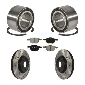 Front Wheel Bearing Coated Drilled Slotted Brake Rotor & Pad Kit For Ford Transit Connect KBB-101136