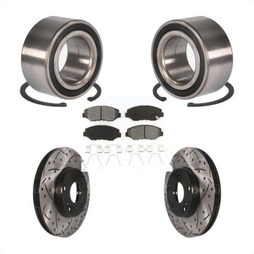 Front Wheel Bearing Coated Drilled Slotted Disc Brake Rotor And Pads Kit For Honda Accord KBB-101151
