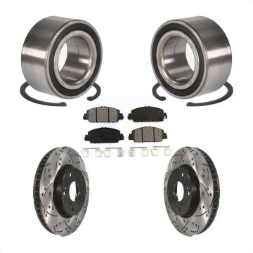 Front Wheel Bearing Coated Drilled Slotted Disc Brake Rotor And Pads Kit For Honda Accord KBB-101153