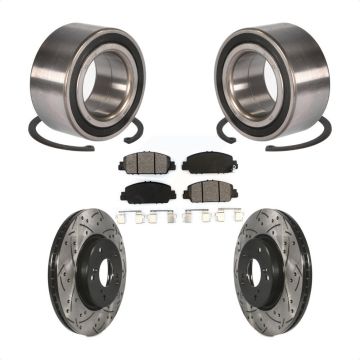 Front Wheel Bearing Coated Drilled Slotted Disc Brake Rotor And Pads Kit For Honda Accord KBB-101154