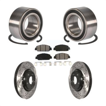 Front Wheel Bearing Coated Drilled Slotted Disc Brake Rotor And Pads Kit For Honda Accord KBB-101156