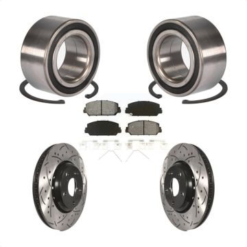 Front Wheel Bearing Coated Drilled Slotted Disc Brake Rotor And Pads Kit For Honda Accord KBB-101157