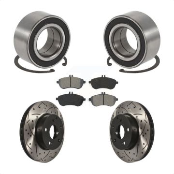 Front Wheel Bearing Coated Drilled Slotted Brake Rotor Pad Kit For Mercedes-Benz C250 AWD KBB-101159
