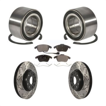 Front Bearing Coated Drilled Slotted Disc Brake Rotors And Pads Kit For Volkswagen Jetta KBB-101160