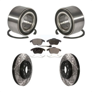 Front Bearing Coated Drilled Slotted Disc Brake Rotors And Pads Kit For Volkswagen Jetta KBB-101161