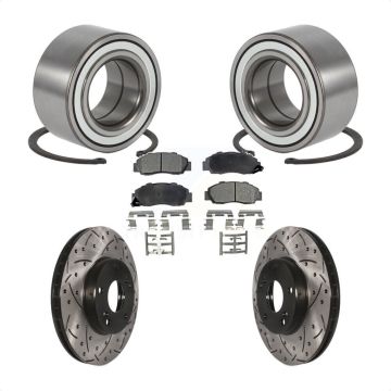 Front Wheel Bearing Coated Drill Slot Brake Rotor Pad Kit For 1998-2002 Honda Accord 3.0L KBB-101165