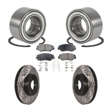 Front Wheel Bearing Coated Drilled Slotted Disc Brake Rotor And Pad Kit For Honda Element KBB-101166