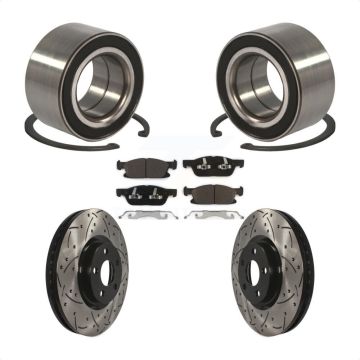 Front Wheel Bearing Coated Drilled Slotted Disc Brake Rotors And Pads Kit For Ford Edge KBB-101168