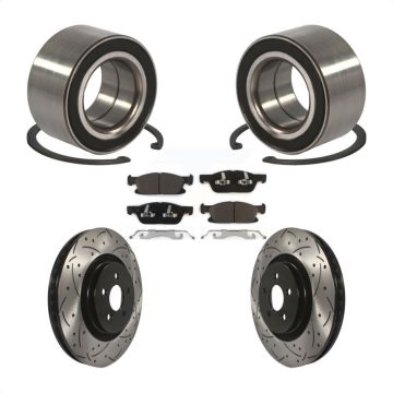 Front Wheel Bearing Coated Drilled Slotted Disc Brake Rotors And Pads Kit For Ford Edge KBB-101169
