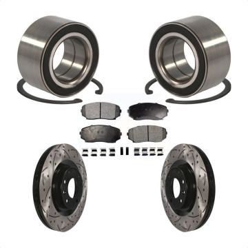 Front Wheel Bearing Coated Drilled Slotted Brake Rotor & Pad Kit For 2007-2015 Mazda CX-9 KBB-101173