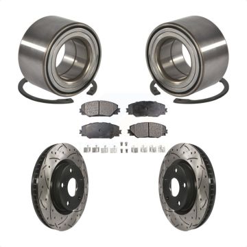Front Bearing Coated Drilled Slotted Brake Rotor Pads Kit For 2017-2018 Toyota Corolla iM KBB-101174